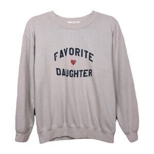 FAVORITE DAUGHTER Beige Crewneck Heart Logo Sweatshirt Long Sleeve Women's Small